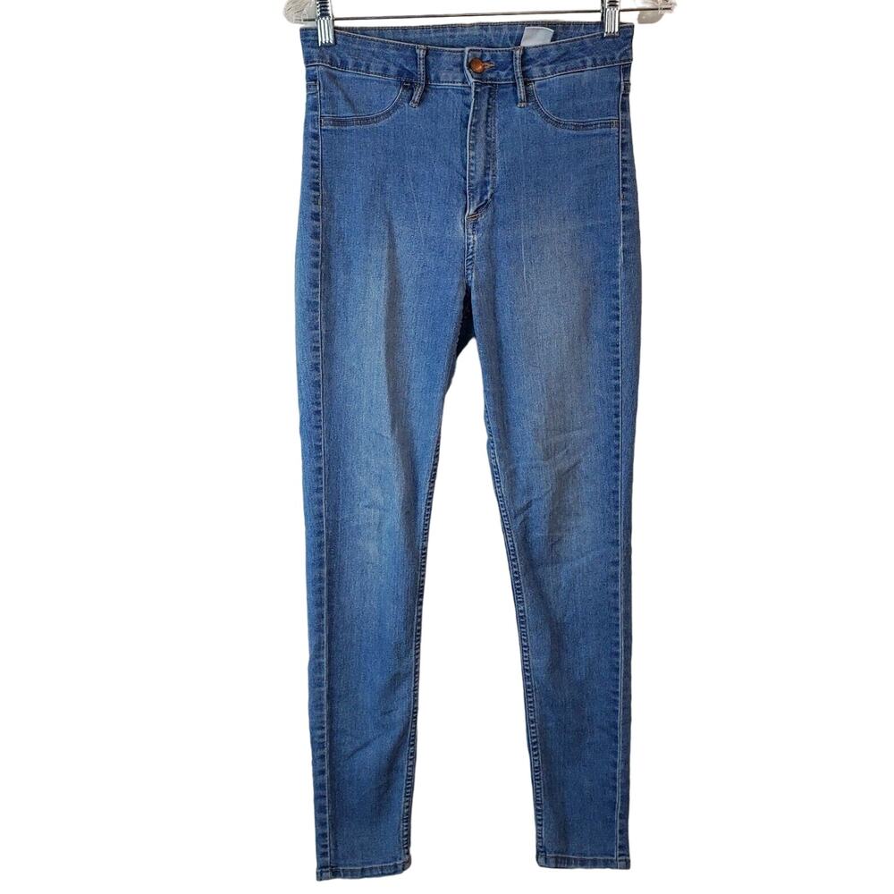 H&M Jeans Womens 28 Skinny Ankle High Rise Light Wash Faux Front Pockets Pants